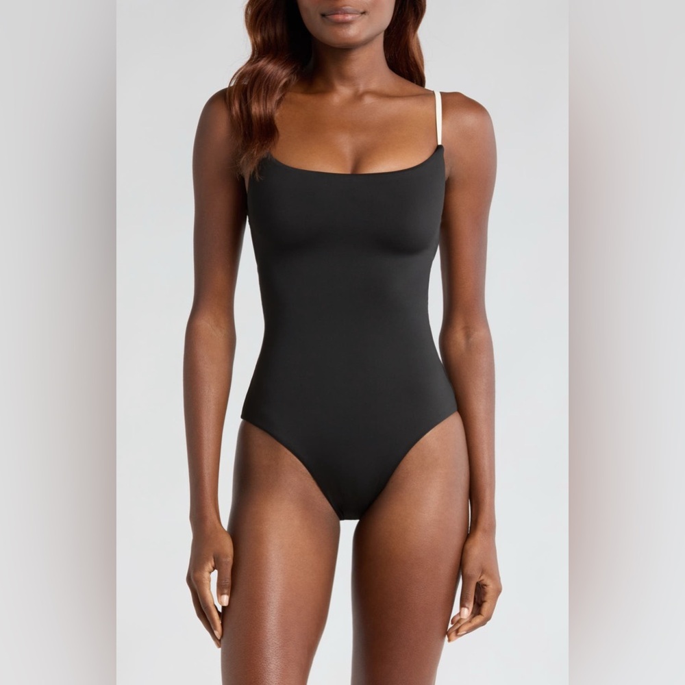 BONDI BORN Bianca One Piece - Black & Porcelain (Embodee™), Size Medium, $280
